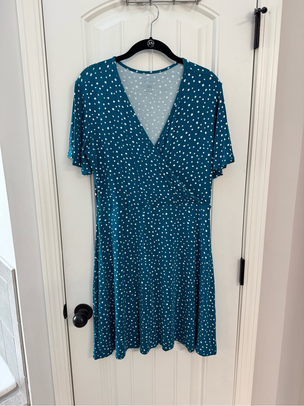 Teal Polka Dot Wrap-Style Women’s Dress